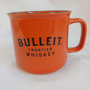 Bulleit Frontier Whiskey Ceramic Coffee Mug 13 oz Cup Orange w/ Black Trim
